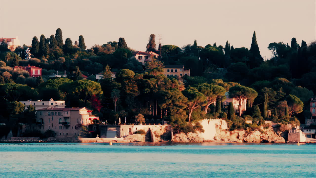 The coastline of Villefranche sur Mer on the French Riviera in daylight