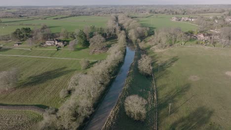 canal embankment cutting grand union warwickshire aerial landscape countryside england uk winter transportation 4k