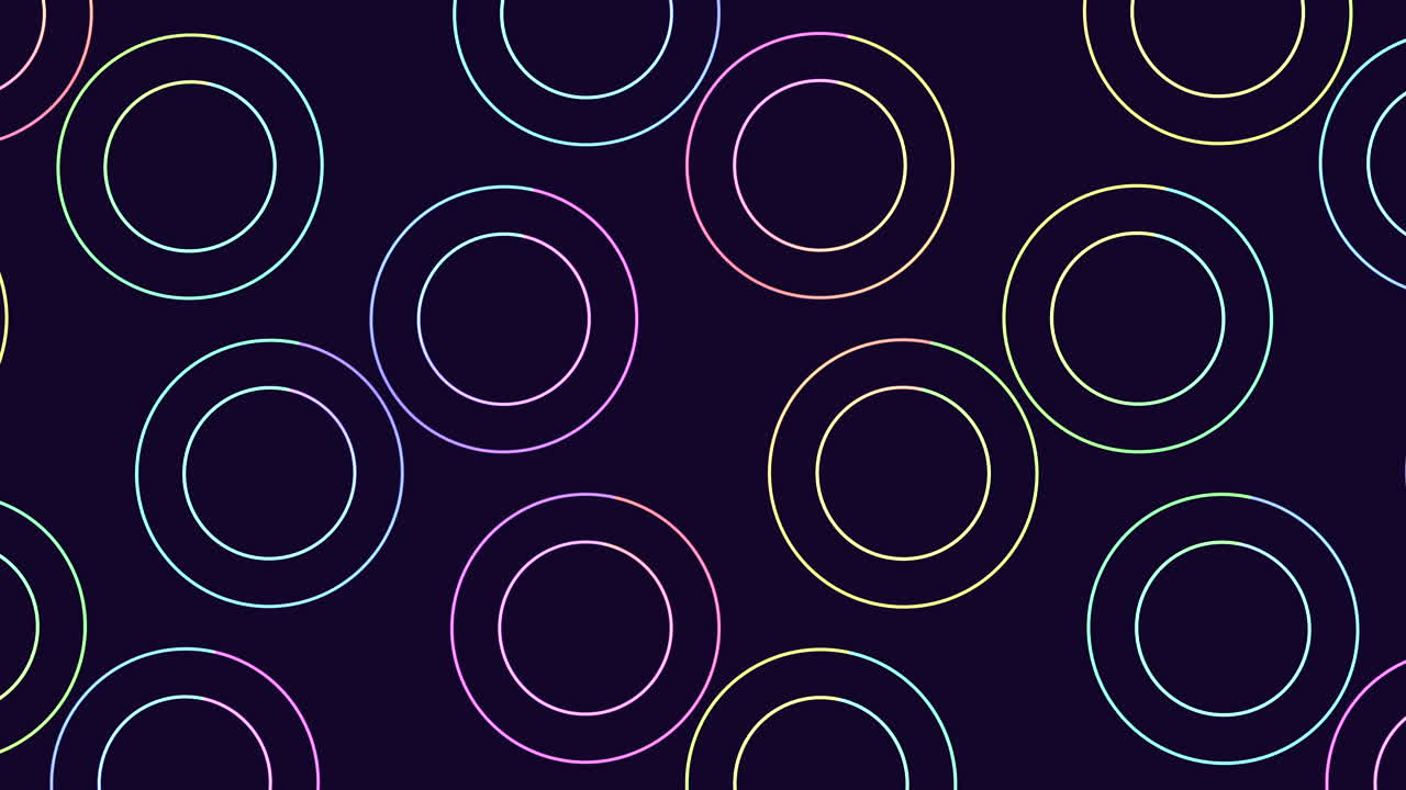 círculos luminosos superpuestos crean un patrón hipnótico en un fondo oscuro