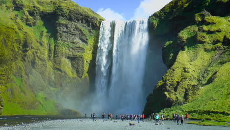 Slow-motion-footage-of-Skogafoss-Waterfall---waterfall-located-on-the-Skoga-River-in-south-Iceland