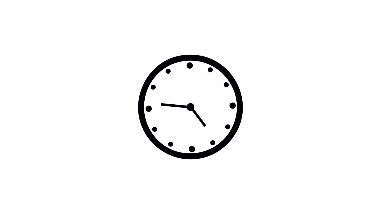 Orologio animato con ticchettio e lancette che si muovono su sfondo bianco