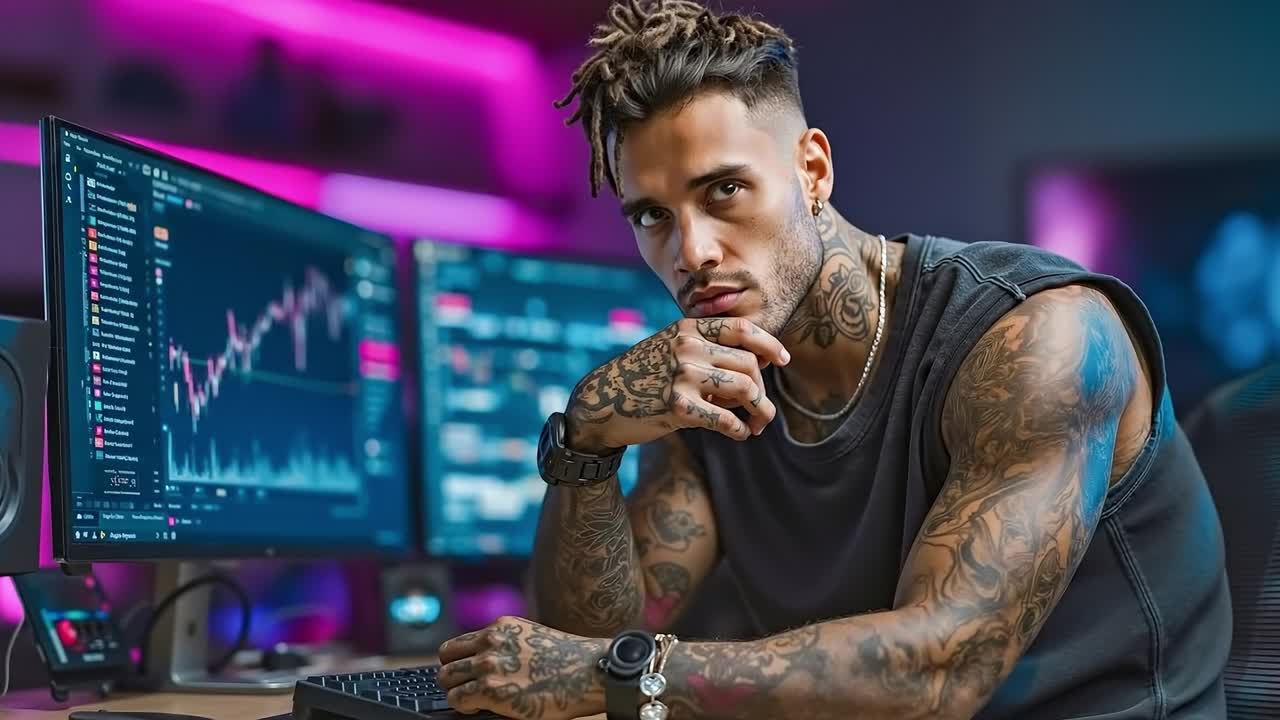 en mand, der sidder ved et skrivebord foran en computer