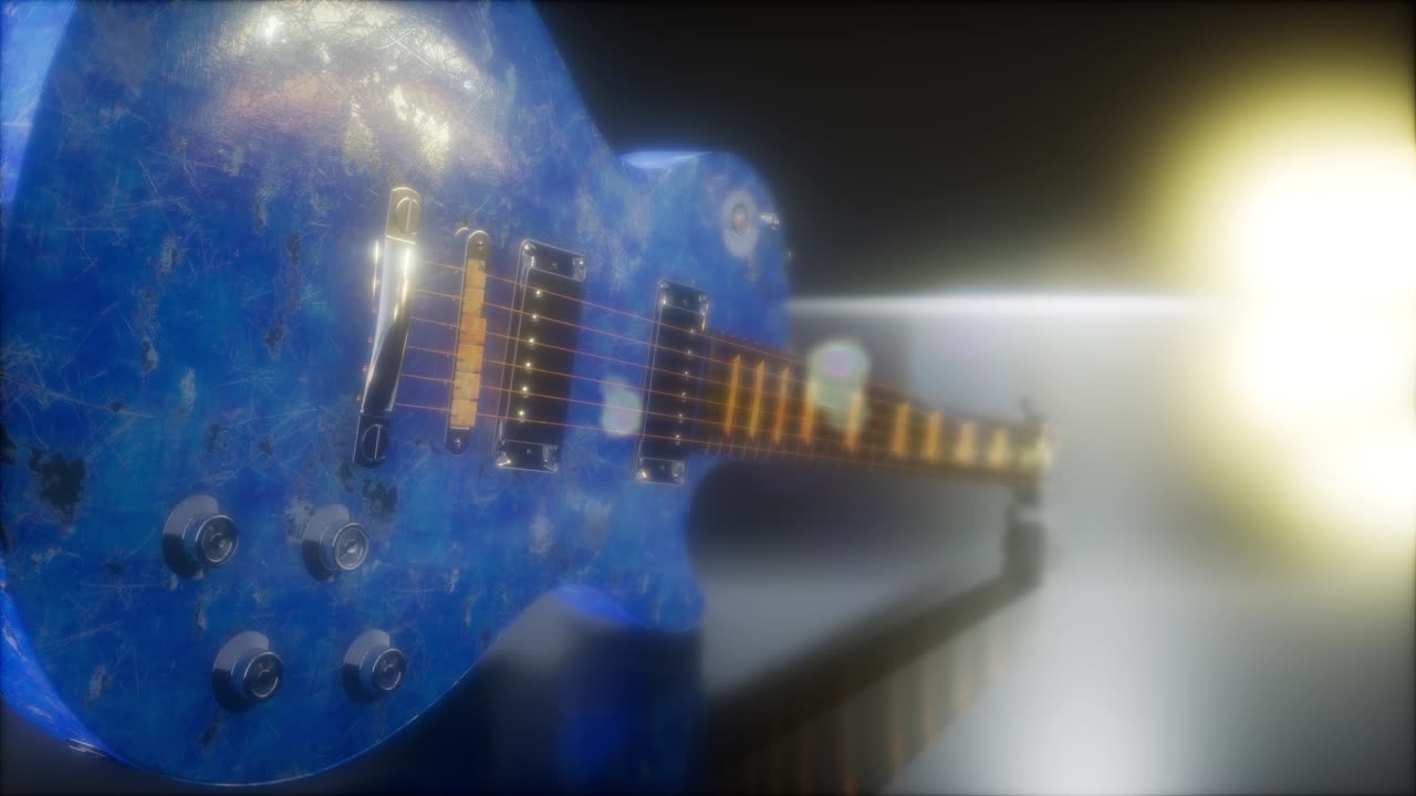 guitarra eléctrica en la oscuridad con luces brillantes