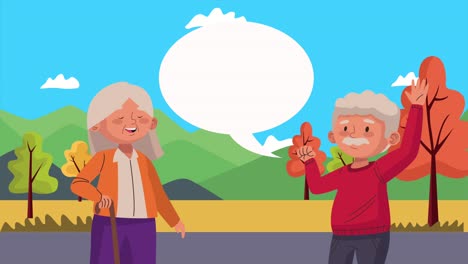 old couple lovers dancing activity characters