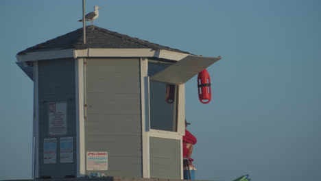 tight shot of a lifeguard station