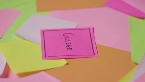 education concept of revolving sticky notes with college written on top note 1