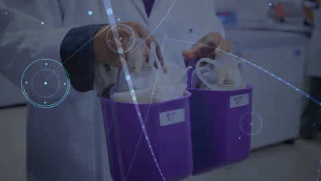 animación de conexiones sobre científicas en el laboratorio