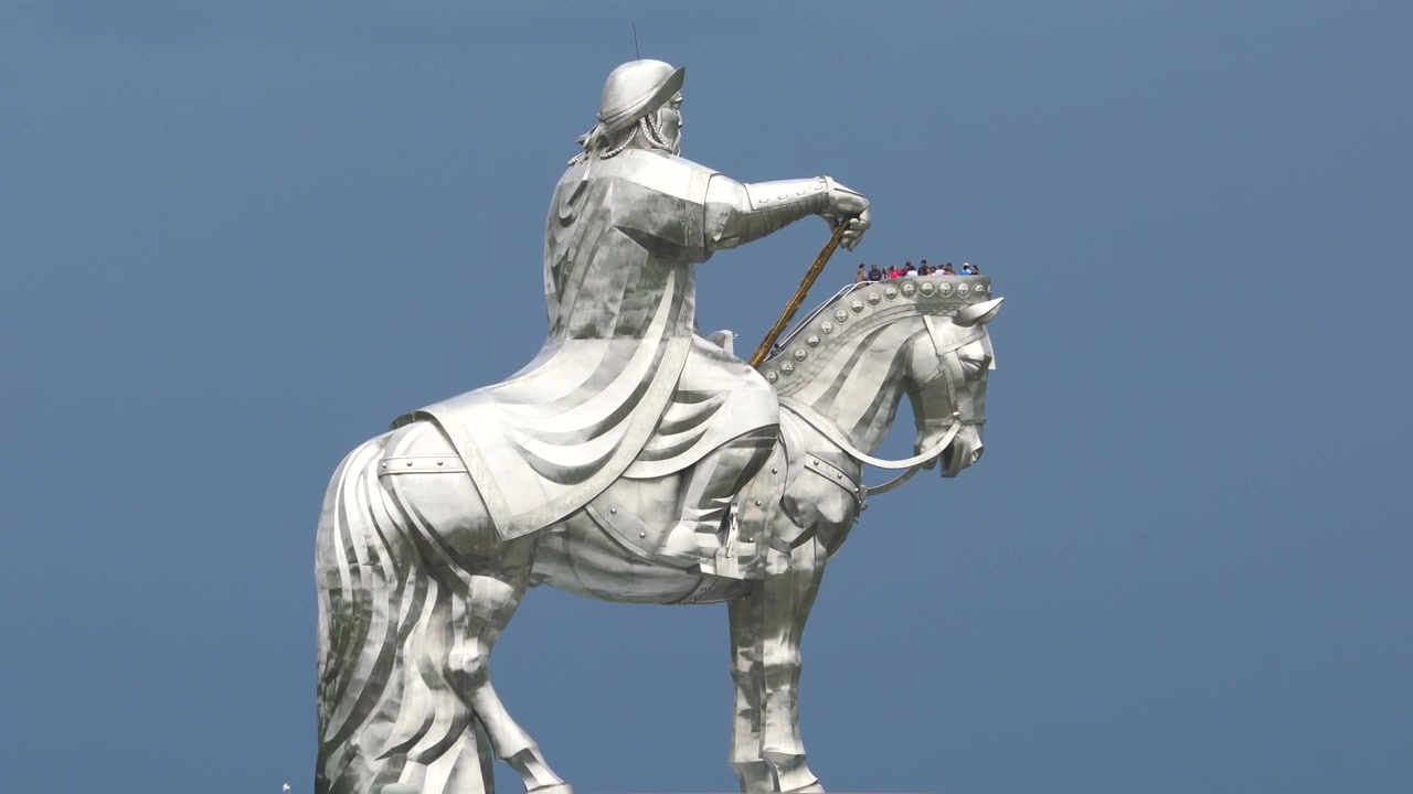 Giant Stainless Steel Statue of Genghis Khan on Horseback