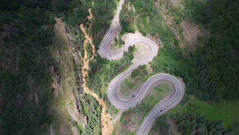 Windy-Road-on-Million-Dollar-Highway,-Colorado-USA