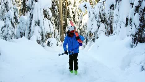 person walking with snowboard and ski pole 4k