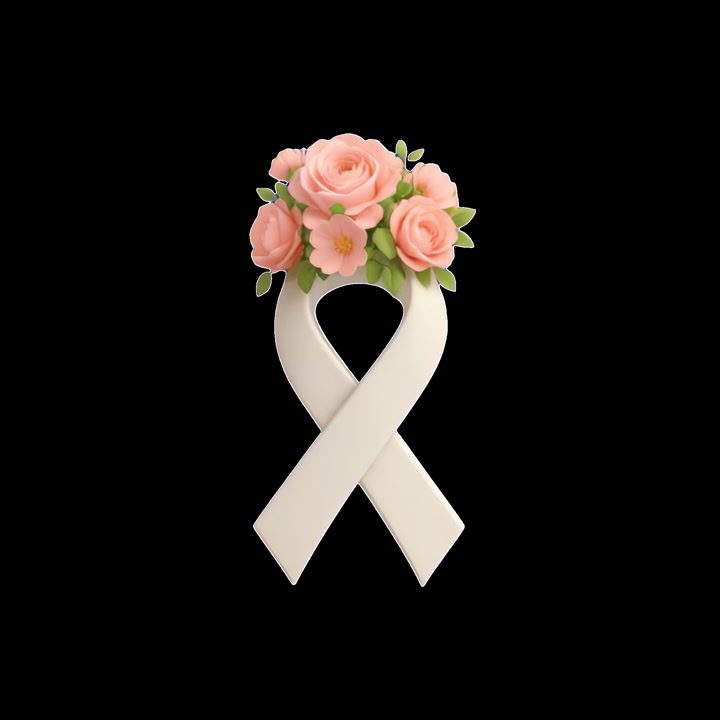 Fiocco bianco della consapevolezza rotante decorato con rose rosa