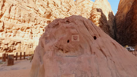 bas-relief and inscription in honor of lawrence of arabia, wadi rum, jordan