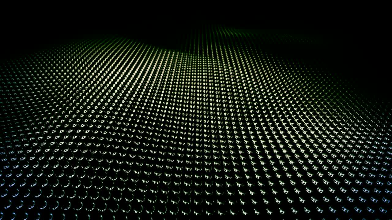 Modern abstract loopable bright green metal surface wave with Field of View