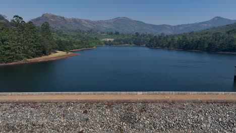 drone flight over mulunguzi dam in zomba city, malawi.