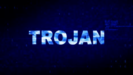 trojan texto ruido digital sacudida glitch distorsión efecto error animación.