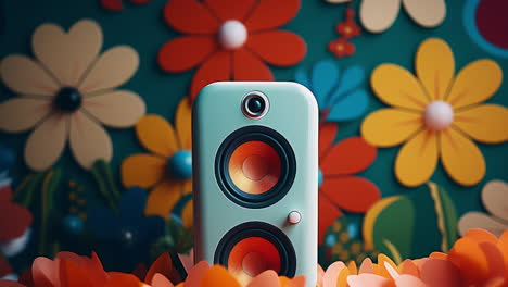 abstract geometric background with stereo audio speakers