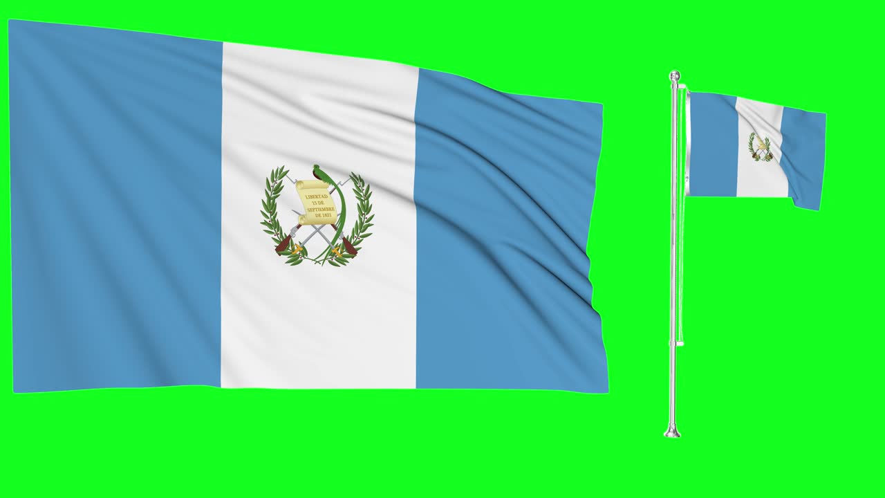 pantalla verde ondeando la bandera o el asta de la bandera de guatemala