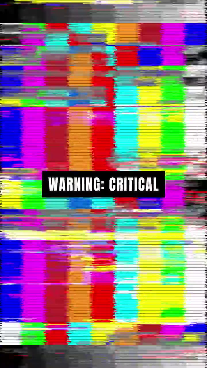 Digital Glitch Effect with Warning Critical Text Overlay