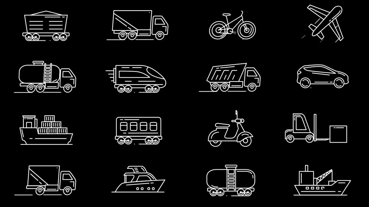 다양한 차량의 라인 아이콘