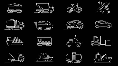 line icons of different vehicles