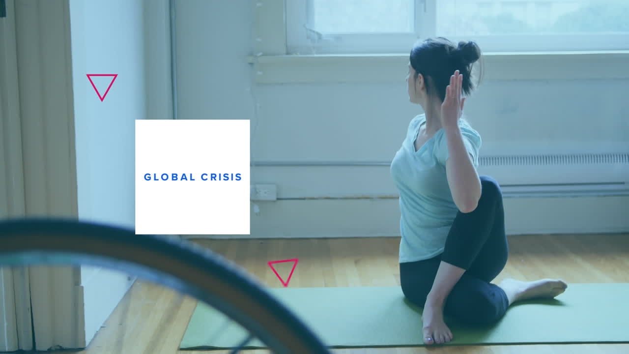 단어의 애니메이션 인내심이 사각형에  ⁇ 박이는 백인 여성이 격리 기간 동안  ⁇ 어