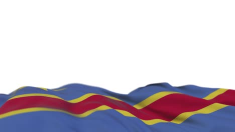 democratic republic of the congo fabric flag waving on the wind loop. democratic republic of the congo embroidery stitched cloth banner swaying on the breeze. half-filled white background. place for text. 20 seconds loop.