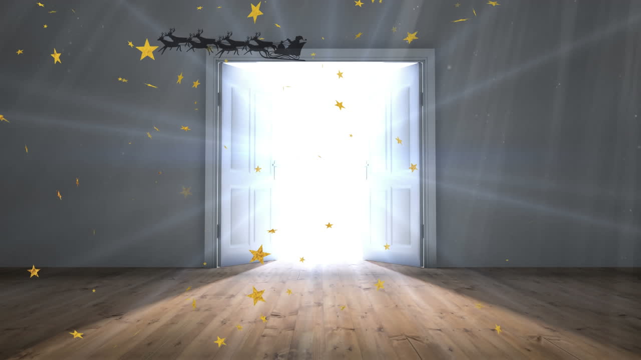 문 위 에 사 ⁇  이 있는  ⁇ 매 에 있는 별 과 산타클로스 의 애니메이션
