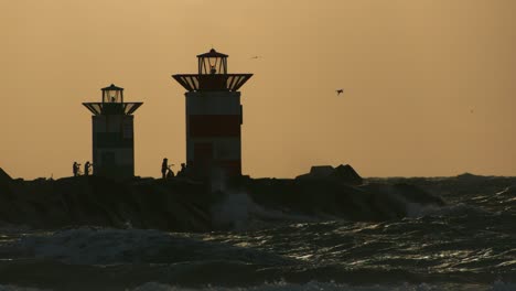 seascape background footage of rocky coast at scheveningen, the netherlands