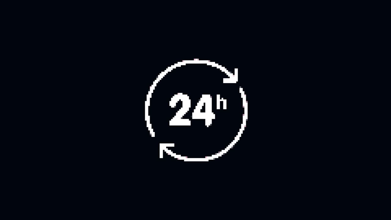 24 h icon glitch animation.