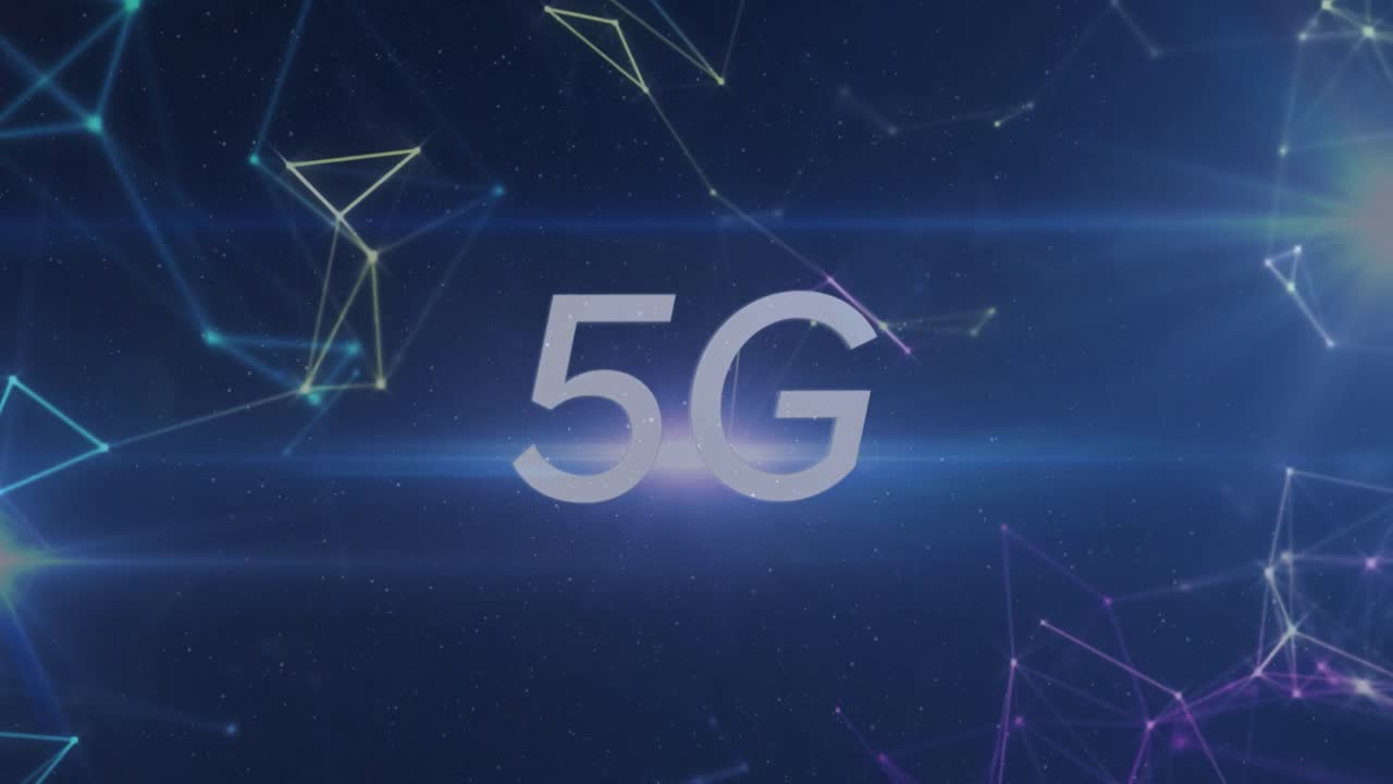 animazione di testo e forme 5g su sfondo nero