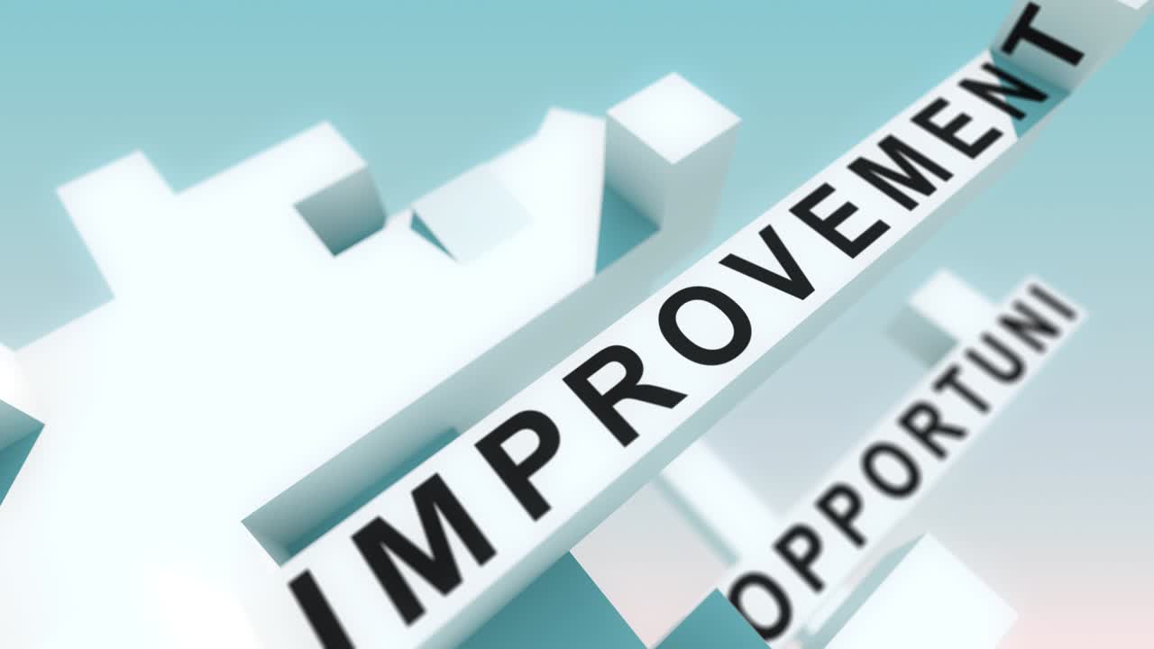 큐브로 애니메이션 된 관리 단어 변경