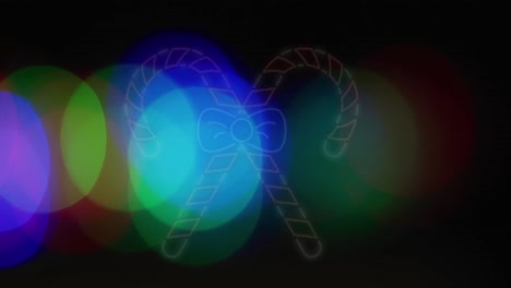 animación de puntos de luz con bastones de caramelo de navidad