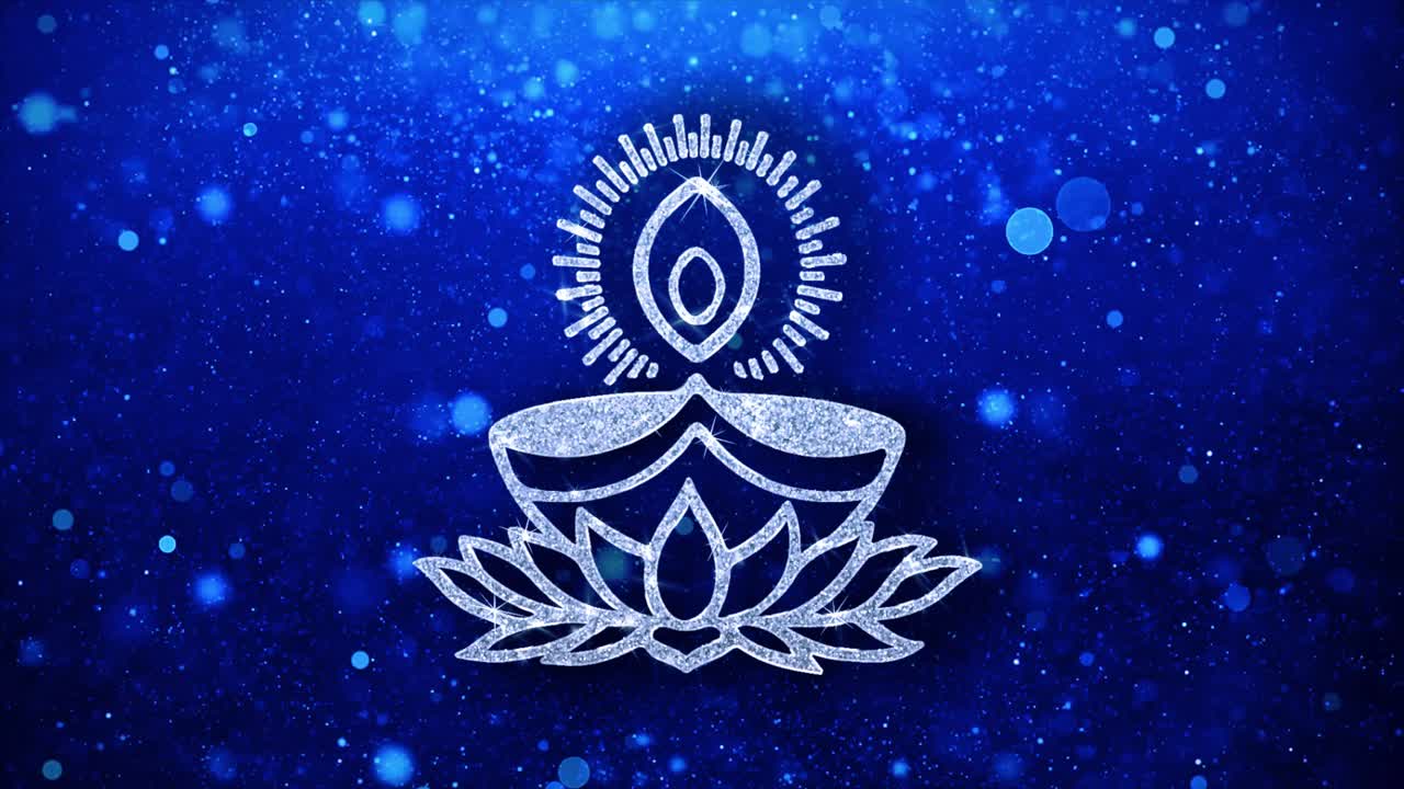 Diwali Diya with Lotus on Blue Background