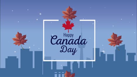 happy canada day lettering animation