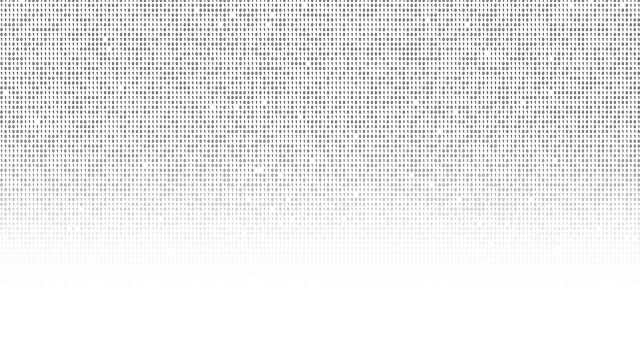 Binary code background with black digits fading into white space clean matrix rows and digital