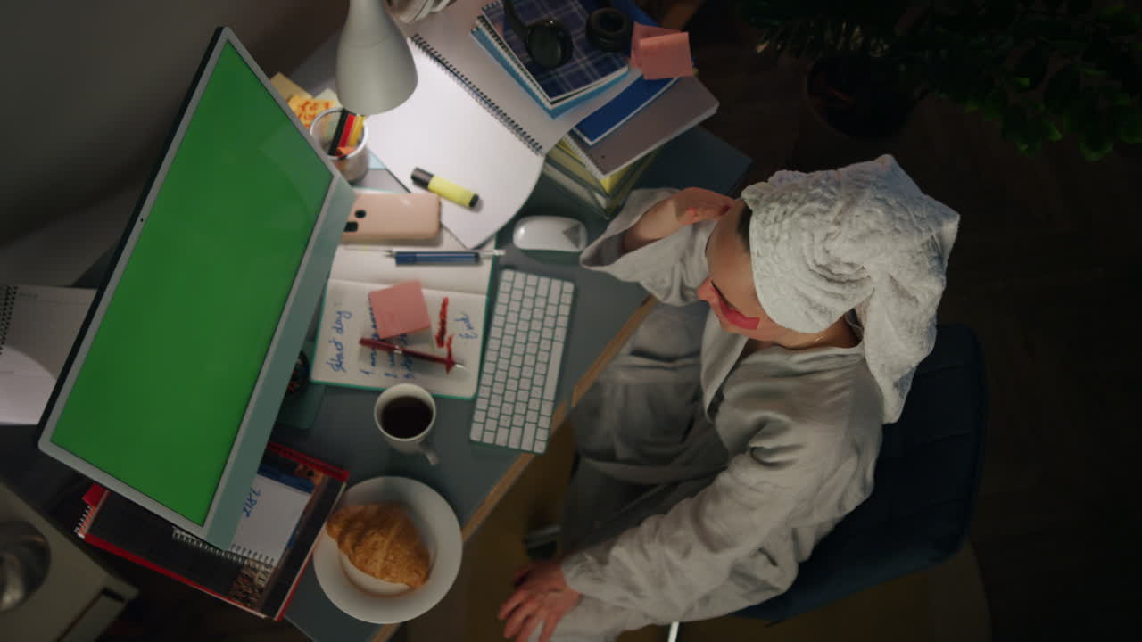 Joyful woman saying yes at room closeup. Top view girl making winning gesture