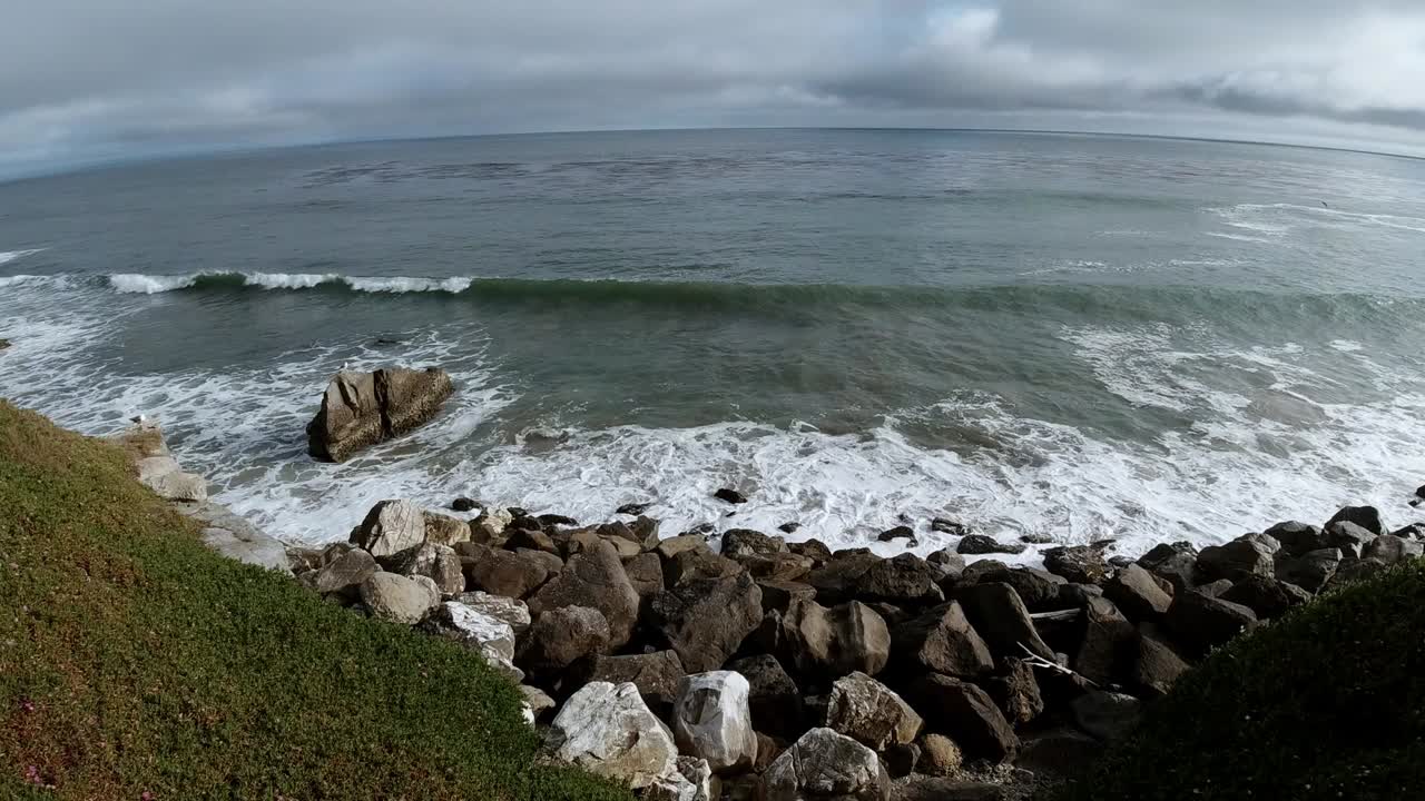 Clip of the ocean side cliffs in Santa Cruz California