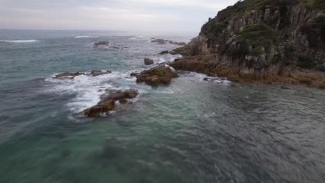 Ocean Cliffs At Diamond Head Beach In NSW, Australia - Drone Shot