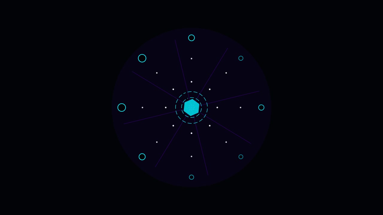 Abstract Digital HUD Interface with Rotating Geometric Elements