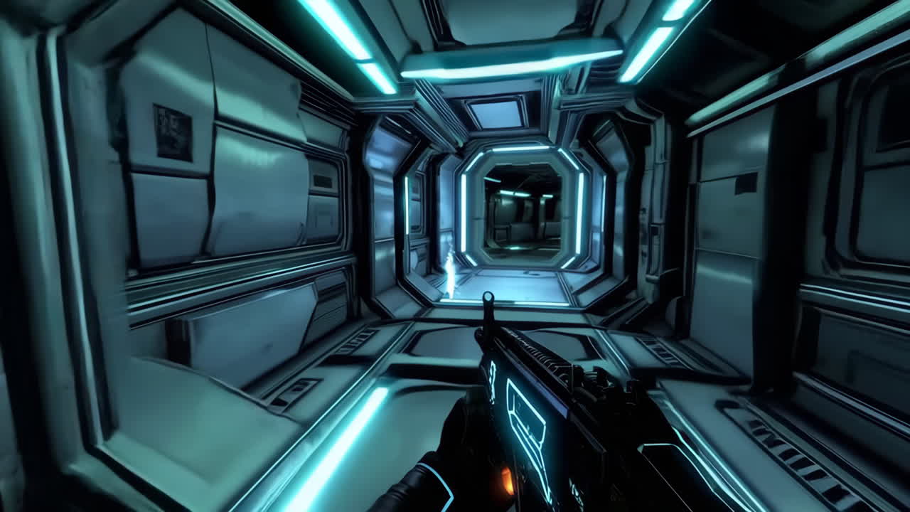 Sci-Fi Corridor with Weapon