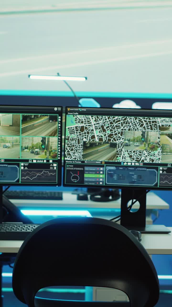 Traffic Monitoring System on Multiple Screens in Control Room