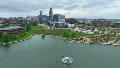 lakeside terrace of conagra lake in downtown omaha, nebraska