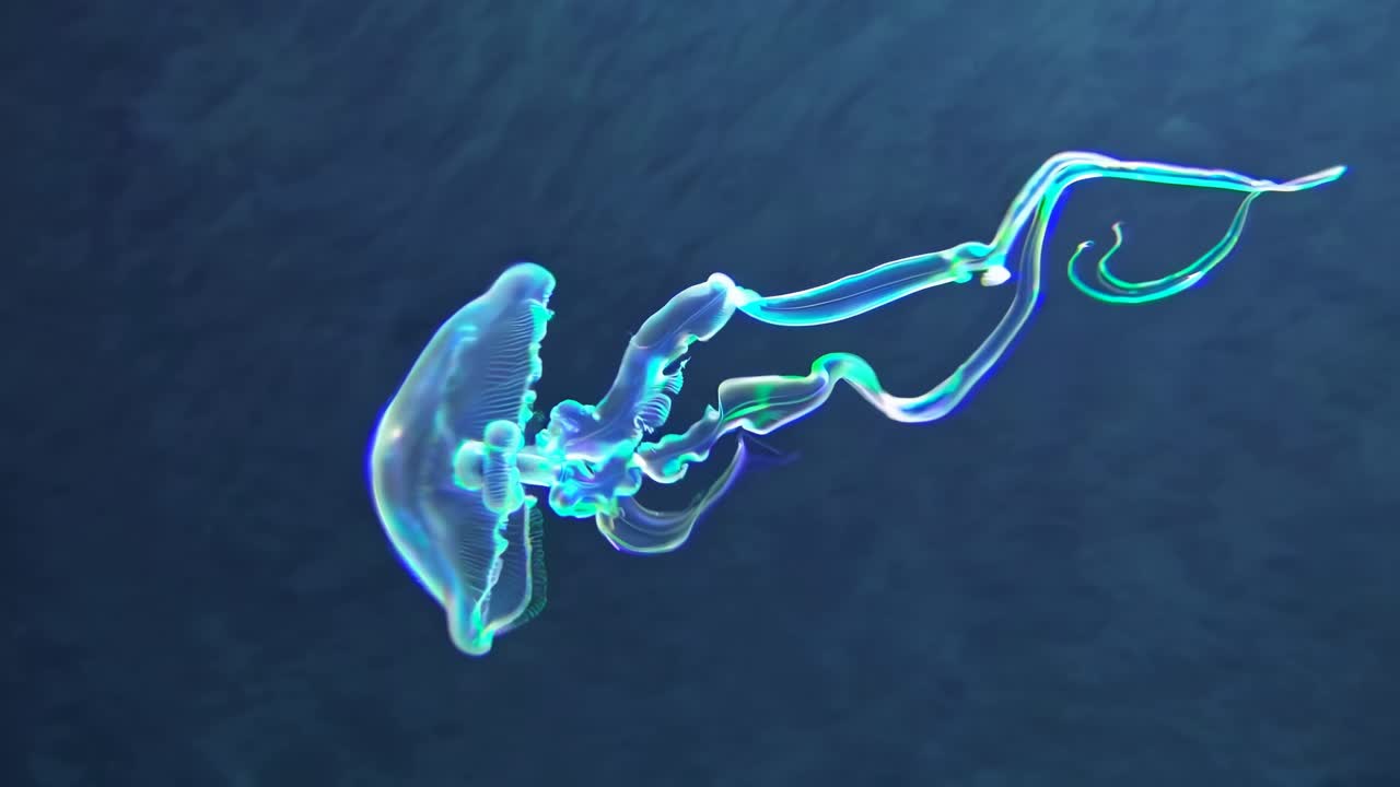 Underwater video of a jellyfish, captured from a side angle