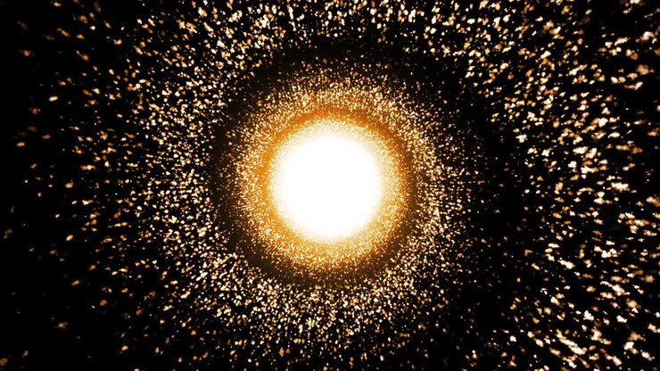 Loop a spirale di particelle dorate