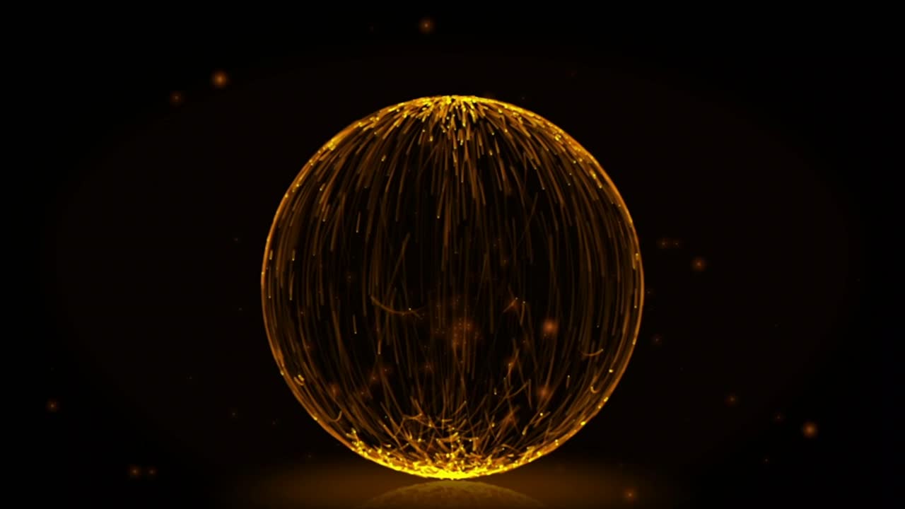 Animated Golden Orb of Glowing Light Particles