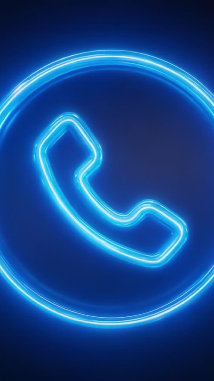 Koyu Bir Arka Plana Karşı Parlayan Canlı, Neon Işıklı Bir Telefon Simgesi, Dijital Sanatta Modern İletişimi ve Bağlantıyı Mükemmel Şekilde Yakalıyor