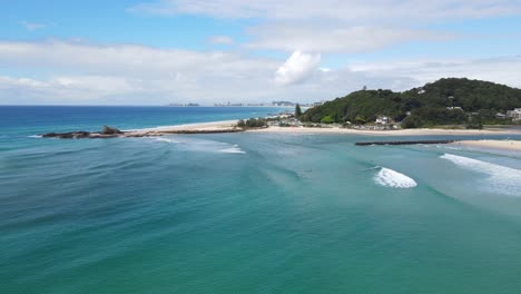 lilson beach and currumbin point from palm beach in gold coast, australia