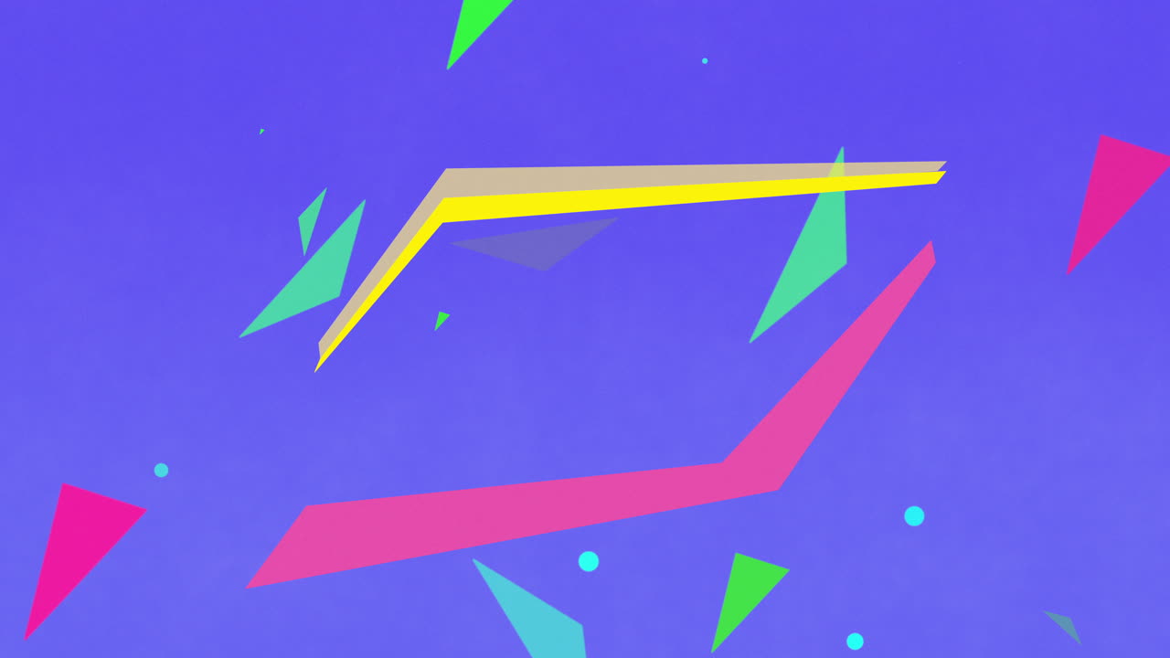 보라색 그라데이션에 화려한 네온 기하학적 모양