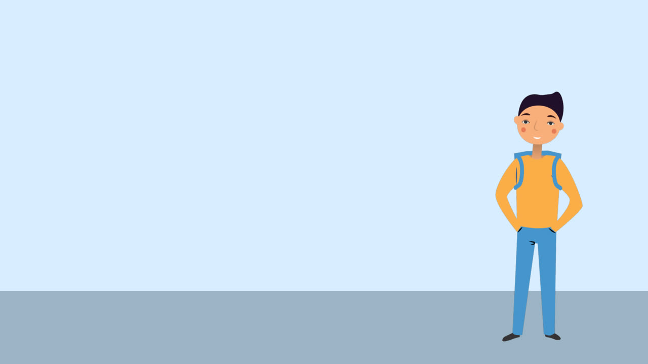 animación del icono de un escolar sobre un fondo azul