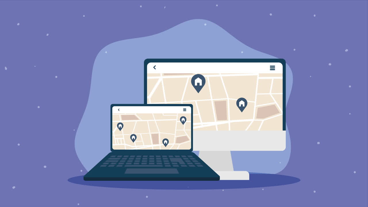 visualización de mapas inmobiliarios en línea en portátiles y computadoras